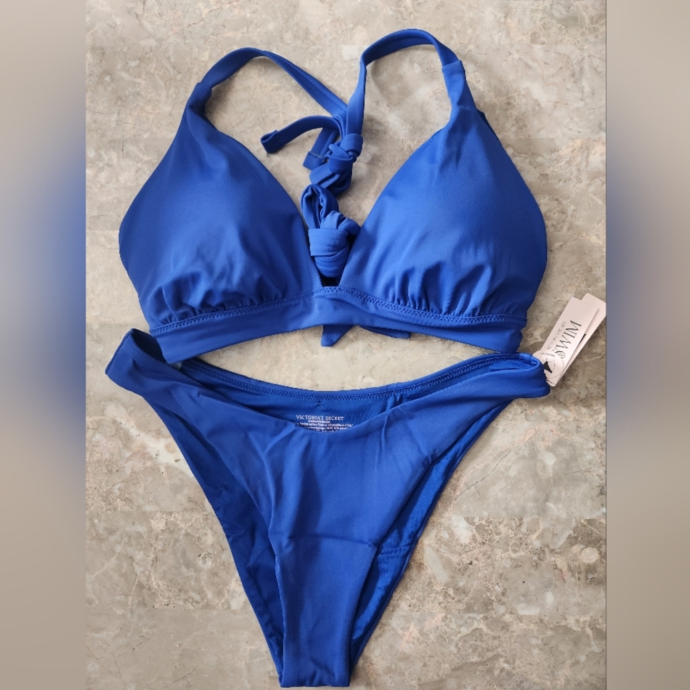 L/M L/L VS Swim Halter PushUp Brazilian Bikini Set Tropical Island Getaway